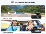 4K 3 Channel Dash Cam with 5G WiFi, Front, Rear, and Inside Recording, Free 64GB SD Card V178-59117