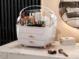 WHITE Luxury Transparent Flip-top Cosmetic Organizer, Large Capacity with Smart Compartments, V1232-HZSNX005