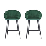 Artiss 2x Bar Stools Kitchen Dining Chair Counter Stool Tub Velvet Metal Green BA-K-1074-GNX2