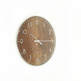 14-inch Round Wall Clock Silent Non-Ticking Quartz Battery Operated Wood Grain V63-838621