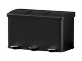 Cefito Pedal Bins Rubbish Bin Triple Compartments Waste Recycle Dustbins 45L RB-45L-3C-BK