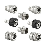 Stainless Steel Pressure Washer Quick Connect Kit, m22 14mm To 3/8in Quick Connect, 3/4in To 1/2in V1189-LC-QP-00527