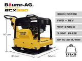 BAUMR-AG 185kg Reversible Vibratory Plate Compactor, Commercial 9HP 270cc, 500x700mm, Wheel Kit, for V219-COMPLTBMR95A