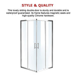 900 x 1000mm Sliding Door Nano Safety Glass Shower Screen By Della Francesca V63-829321