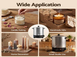 Devanti 16L Wax Melter Candle Making 1500W Melting Pot Furnace Quick Pour Spout Soy Soap WAX-16-16L-SS