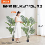 Artificial Palm Tree, 1.5m Tall Faux Plant, Secure PE Material & Anti-Tip Tilt Protection V952-RZRDZW5FT2BLZBCF0V0