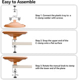 12 Inch Adjustable Bird Bath Bowl with Deck Mount, Tool Free Setup for Balcony Railing and Outdoor V1189-LC-RY-00011