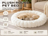 White 50cm with Heart-patterned jacquard Plush Round Pet Bed - Soft Donut Cat Bed, Warm Winter Dog V888-ELOSUNG53832