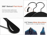 TOPIA HANGER Black Wooden Coat Hanger 6 Pack, Wide Shoulder Wood Suit Hangers with Extra-Thick Flat V1258-DP02-F-232