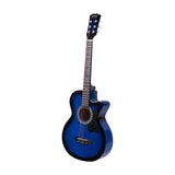 Alpha 38 Inch Acoustic Guitar Wooden Body Steel String Full Size w/ Stand Blue GUITAR-D-38-BLS-CAPO