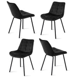 Artiss 4x Dining Chairs Velvet Tufted Kitchen Lounge Cafe Accent Chair Black DINC-K-799-BKX4