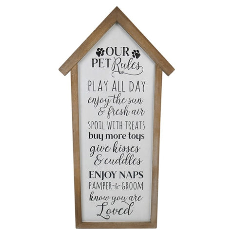 Our Pet Rules Wall Sign 33x66cm V637-11066PET
