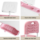 Keezi Kids Table and Chair Set Adjustable Study Desk w/ LED Lamp Reading Pink KTC-A-STU-PL-PK