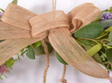 Artificial Floral Wall Hanging, 28.7in Doorway Ornament, Jute Rope Bow with Bells, Home Mantel V1369-AZ3-W-10472