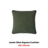 Bianca Lester Olive Velvet Square Filled Cushion 43 x 43cm V442-BCA-CUSHION-LESTER-OLIVE-SQ