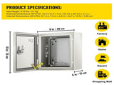 NEMA Steel Enclosure, 25 x 20 x 15 cm NEMA 4X Steel Electrical Box, IP66 Waterproof & Dustproof, V952-DQXJSTCFS25X20X15V0