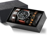 Men'S Bracelet Watch Set Single Calendar Watch Fake Three Eye Watch Canvas - Black - Size 16 V1347-DSZ-001-001-BLK-16