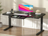 Electric Standing Desk with Drawer, One-Piece Glass Desktop, Black, 120x60cm V178-59303