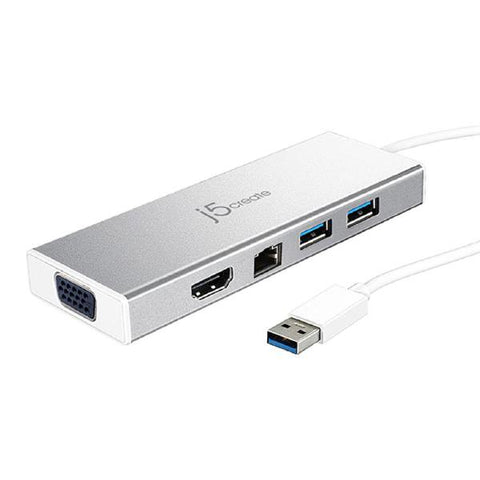 J5create JUD380 USB 3.0 Mini Dock for Dual display Adapter includes HDMI &amp VGA output, USB 3.1 V177-MA-15A-JUD380