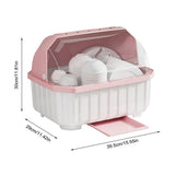Dish Drying Rack with Cover - 2-Tier Kitchen Counter Organizer with Drainboard, Utensil Holder & V1366-AZ2-W-16532