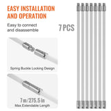 7 m Chimney Sweep Kit, w/ 7 Reinforced Nylon Flexible Rods, Ergonomic Chimney Cleaning Brush, V952-YCS23YC1PCS7325NNV0