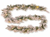 Christabelle Snowy Dorset Pine Christmas 2pc Set 61cm Christmas Wreath and Garland with LED Lig CMB-WFLSD-WG