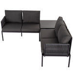 Eden 4-Seater Outdoor Lounge Set with Coffee Table in Black-Stylish Textile and Rope Design V264-OTF-523S-BLK-NA-1