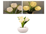 Tulip Night Light Soft Light Exquisite Ceramics PU Flower Table Lamp for Bookstores Cafes Battery V1294-YM0626-3119220194711