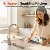 Kitchen Sink Faucet Mat, 30in Extra Long Foldable Silicone Faucet Guard & Splash Guard, 2026 V1258-DP02-F-397