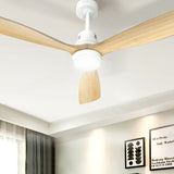 Devanti 52'' Ceiling Fan AC Motor LED Light Remote - Light Wood CF-B-52-331C-DW