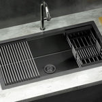 Cefito Kitchen Sink 81X45CM Stainless Steel Single Bowl Drain Rack Basket Black SINK-R10-8145T-BK