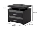 Levede Smart Bedside Table Charging Station Motion Sensor Modern Nightstand NI1075-BK-AU