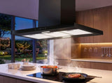 Devanti 90cm Island Rangehood Ceiling-Mounted 3-Speed Touch Control LED Black RH-ISL-90-BK