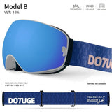 DOTUGE DGQ-D07 Magnetic Flip Ski Goggles with REVO Coated Dual-Layer Anti-Fog Spherical Lens, UV400 V1341-ZY-BD9KJK24-G