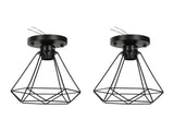 Ceiling Light Cage Guard Cover with Lamp Holder Base Vintage Industrial Style for E27 Bulbs V1294-YM0523-3119220032811