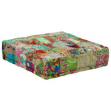 Patchwork Pouffe Square Cotton Handmade 50x50x12 Cm Green 43_246576
