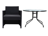 Gardeon 3PC Bistro Set Outdoor Furniture Rattan Table Chairs Cushion Patio Garden Hugo ODF-CHAIRSET-DINING