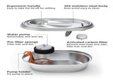YES4PETS 2L Automatic Electric Pet Water Fountain Dog Cat Stainless Steel Feeder Bowl Dispenser V278-PWS-111-0015