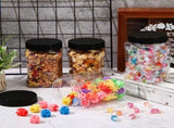6 Pcs Square Clear Plastic Jars with Pinch Handle Plastic Storage Container with Screw-on Lids V1258-DP02-C-302