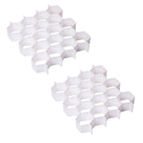 White Plastic Drawer Organizer with Grid Dividers for Socks, Underwear Storage in Closet, Dresser V1369-AZ3-W-18416