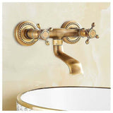 Vintage Copper Wall-Mounted Faucet, Antique Rotating Kitchen Sink with 180 Degree Rotation Hot V1237-ZY-715-014