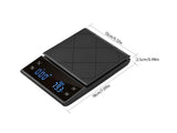 Digital LED Touch Kitchen Scale 3kg/ 0.1g High Precision Time Counting Coffee Brewing Scale Portable V1263-JX-2479
