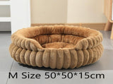 Washable Notch Style Round Pet Bed, Plush Anti-Moisture Pet Sleeping Bed, Coffee, Size M, V1221-XM-LB2822-GM115