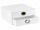 4x Italplast EAZI FOLD 2 Drawer Storage Tidy Compartment Office Foldable Recyclable in White V563-I538WHT-4PCS
