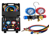 AC Manifold Gauge Set for R134a R404A R1234yf R22 Refrigerant, 4 Way AC Gauge with 1.5m Hoses, V952-JXLMB4TLDSTXOAEMC001V0