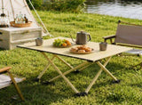 Beige Portable Folding Table - 57*41cm Carbon Steel Compact Carry Design, Quick Setup and Space V888-ELOSUNG54920