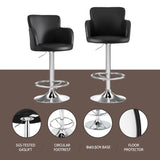 Artiss 2x Leather Bar Stools Swivel Adjustable Gas Lift PU Counter Chairs Black BA-K-7200-BKX2