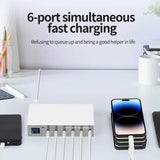 INTACT WLX-X6P 6-port USB-C multi-function PD charger, single port 30W x 6 Ports Total power 140W V28-ELEINTWLXX6P
