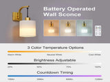 Battery Operated Wall Sconces Set of 2, Dimmable Wireless LED Lights, Remote, Gold V1263-JX-5783