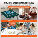 Mahjong Table with Mahjong Tiles Set, Fold-in-Half 4 Player Card Table with 144PCS Majiang Tiles and V952-SDMJZBSZSMJZ336P1V0